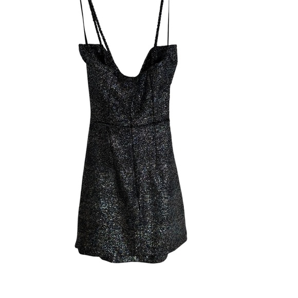 NWT Zara Cut Out Multicolor Sparkle Glam Mini Dress Black Silver Size XS - Picture 6 of 11